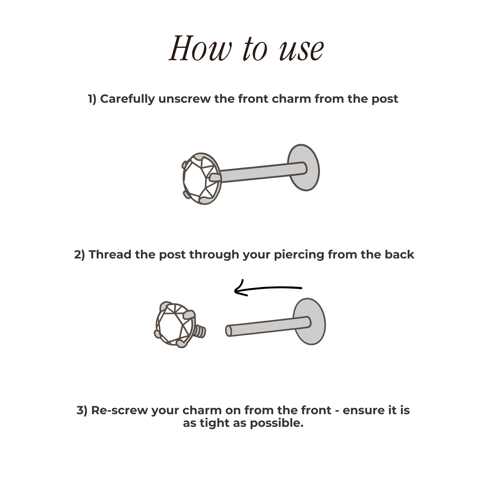 The Wiggle Flat Back Stud - Titanium - Image 6